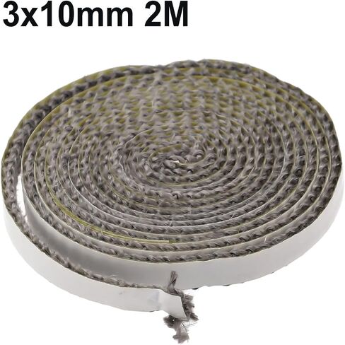 Black Flat Stove Rope 10mm x 3mm, Fiberglass Glass Seal for Oven, Furnace, Boiler, Chimney Door, Kiln, Heat Exchanger, Tadpole Bulb, 2M Length(10mm) in Kuwait