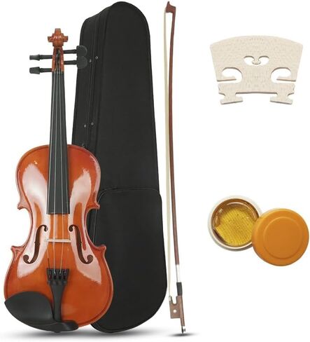 New 1/8 Acoustic Violin Set with Case Bow Rosin Basswood Fiddle Kit 4-String Instrument for Beginners Adults - Natural Color in Kuwait