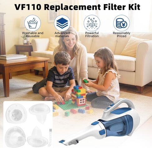 Replacement Filter for Black & Decker Power Tools VF110 Dustbuster Cordless Vacuum CHV1410L,CHV9610, CHV1210, CHV1410, CHV1410B, CHV1510, BDH2000L, 4 Pack, Includes a Cleaning Brush in Kuwait