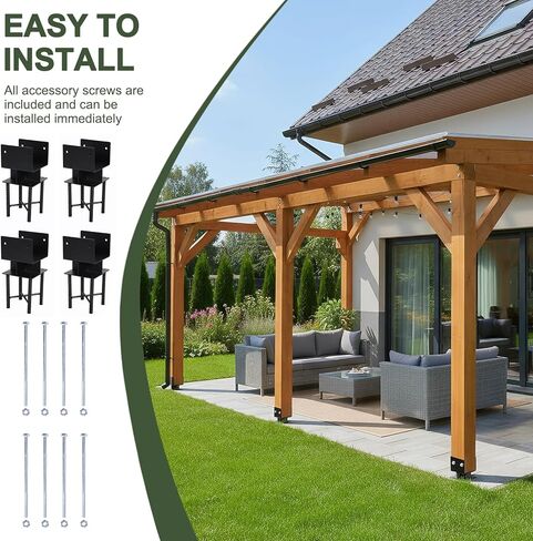 Generic 4pcs Powder-Coated Steel Post Bracket U-Shaped 6x6 Stainless Steel Deck Base Inner Size 5.5inx5.5in for Wood Pergola Porch Railing Mailbox Support in Kuwait