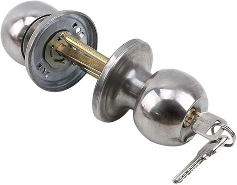 Aluminum Alloy Round Door Rotation Lock Handle Metal with Key Bedrooms Living Rooms Bathrooms 1Pcs in Kuwait