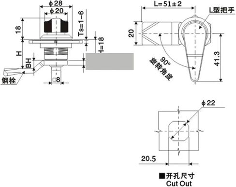 MS714-4 Rotary Tongue Lock Button Cylinder Distribution Cabinet Door Mechanical Equipment 1Pcs in Kuwait