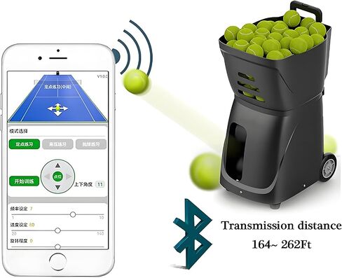Tennis Ball Machine, Portable Automatic Ball Launcher Tennis Practice Equipment, Mobile App Control, 100 Large Capacity, 4 to 6 Hr Runtime, for All Tennis Players in Kuwait