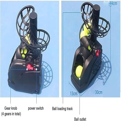 Tennis Serving Machine, Portable Tennis Ball Tosser with Automatic Rotation Function, Can Hold Around 30 Balls, Adjustable Launching Angle/Interval, Perfect for Kids, Beginners, Coaches in Kuwait