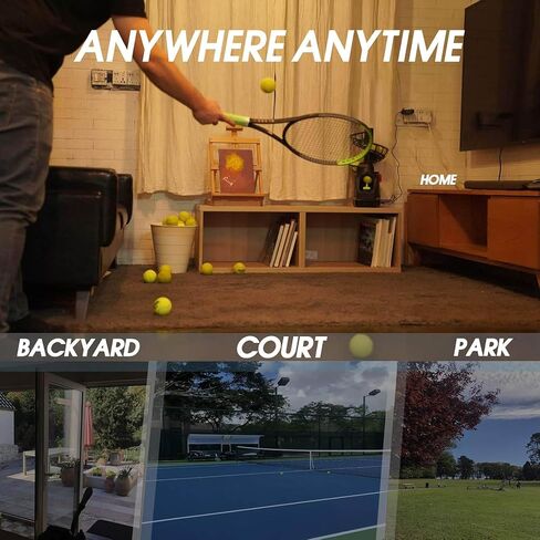 Tennis Serving Machine, Portable Tennis Ball Tosser with Automatic Rotation Function, Can Hold Around 30 Balls, Adjustable Launching Angle/Interval, Perfect for Kids, Beginners, Coaches in Kuwait