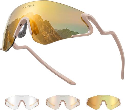 ROCKBROS Photochromic Safety Glasses, Transition Cycling Glasses for Men Women, Sports Sunglasses for Running, Pickleball in Kuwait