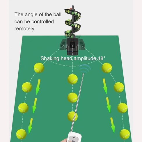 Tennis Serving Machine, Portable Tennis Ball Tosser with Remote Control, 48° Shake Head/ 7 Tracks 33 Balls Capacity(Does Not Contain), for Court in Kuwait