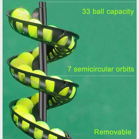 Tennis Serving Machine, Portable Tennis Ball Tosser with Remote Control, 48° Shake Head/ 7 Tracks 33 Balls Capacity(Does Not Contain), for Court in Kuwait