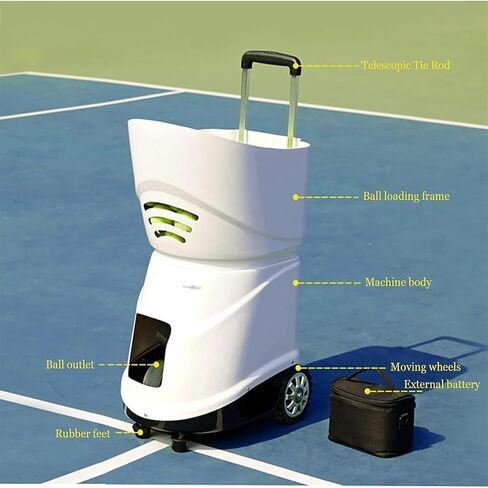 Automatic Tennis Launcher, Portable Tennis Ball Machine with Mobile APP Control(Speed, Frequency, Angle, Rotation, Etc.)/Holds 150 Balls(Does Not Contain), for Tennis Players in Kuwait