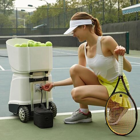 Automatic Tennis Launcher, Portable Tennis Ball Machine with Mobile APP Control(Speed, Frequency, Angle, Rotation, Etc.)/Holds 150 Balls(Does Not Contain), for Tennis Players in Kuwait