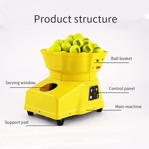 Portable Tennis Ball Launcher, Tennis Ball Machine with Wireless Remote Control, Function/Speed/Frequency/Angle/Serving Frequency: 2.0-8.0 Seconds, for Beginners, Trainers in Kuwait