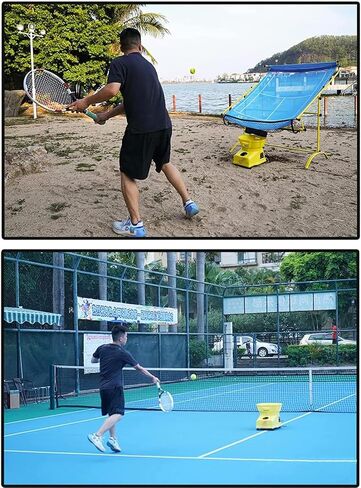 Portable Tennis Ball Launcher, Tennis Ball Machine with Wireless Remote Control, Function/Speed/Frequency/Angle/Serving Frequency: 2.0-8.0 Seconds, for Beginners, Trainers in Kuwait