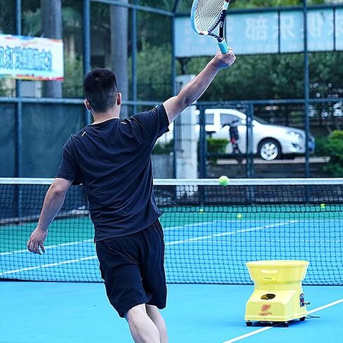 Portable Tennis Ball Launcher, Tennis Ball Machine with Wireless Remote Control, Function/Speed/Frequency/Angle/Serving Frequency: 2.0-8.0 Seconds, for Beginners, Trainers in Kuwait