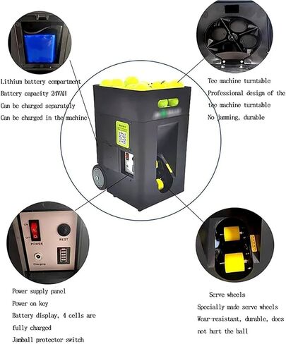 Portable Tennis Ball Machine, APP Intelligent Automatic Ball Throwing Machine with Remote Control, Adjustable Launch Angle, 50 Balls(Does Not Contain), for Training Sports in Kuwait