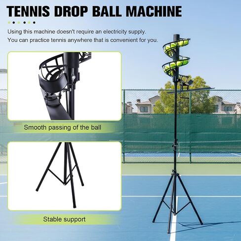 Fixed Frequency Balls Serving Machine Hold 33 Balls Tennis Ball Feeder Non-Electric Pickleball Throwing Height Adjustable for Beginners and Children in Kuwait