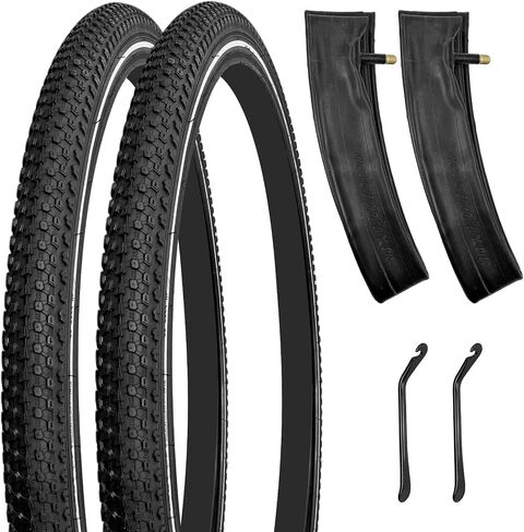مجموعة إطارات دراجة مكونة من قطعتين سميكة مقاومة للاهتراء مقاس 26x1.95/2.125 إطارات دراجات مع أنبوبين داخليين إطارات دراجات مقاس 26 بوصة للجبال والركاب والدراجات السياحية in Kuwait