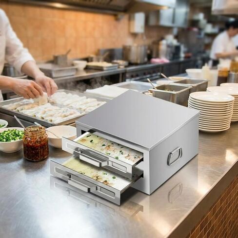 Double Layer Rice Noodle Machine Stainless Steel Electric Rice Noodle Steamer Fast Heating Commercial Steamed Roll Former for Breakfast Shop Owners in Kuwait