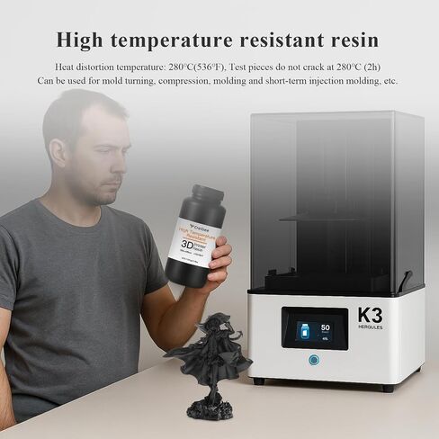 Up to 536℉(280°C) 3D Printer Resin, High Temperature resina, High Precision 3D Printing Resin for Engineering, Industrial Parts, 405nm Photopolymer Resin for DLP/LCD Black, 1000g in Kuwait
