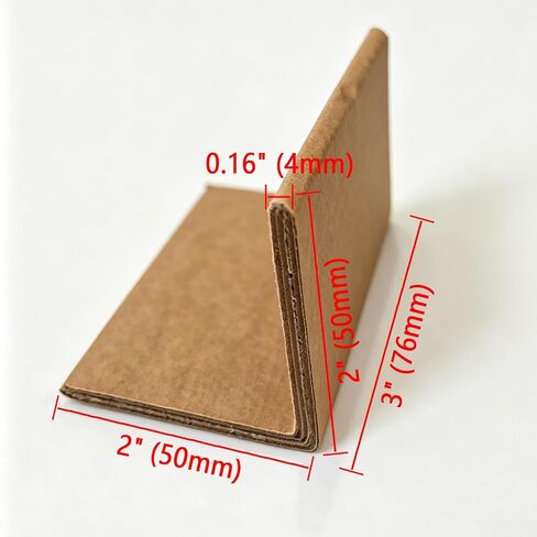 واقيات زوايا من الورق المقوى مقاس 2 × 2 × 3 بوصة، عبوة مكونة من 50 واقيًا لحواف الورق المقوى، واقي زاوية بني عالي التحمل بسمك 0.16 بوصة للشحن والتعبئة والنقل والفن in Kuwait
