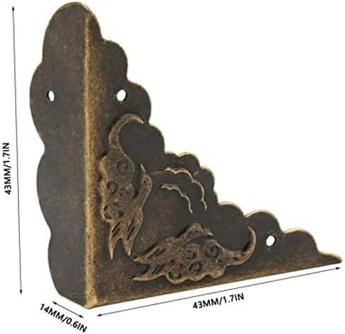 Ancient Bronze Iron Corner Decorative Protector for Wooden Box, Robust Vintage for Wooden Box, 12 Pieces Set, for Jewelry Box or Box in Kuwait