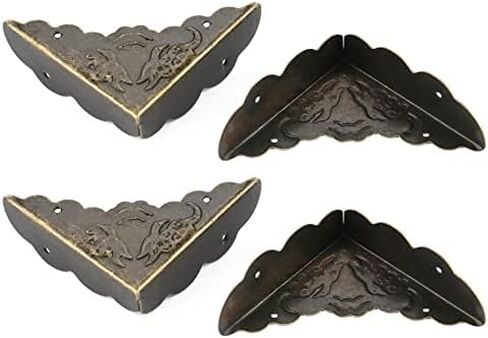 Ancient Bronze Iron Corner Decorative Protector for Wooden Box, Robust Vintage for Wooden Box, 12 Pieces Set, for Jewelry Box or Box in Kuwait