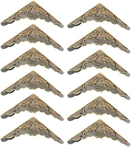 Ancient Bronze Iron Corner Decorative Protector for Wooden Box, Robust Vintage for Wooden Box, 12 Pieces Set, for Jewelry Box or Box in Kuwait
