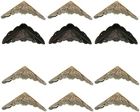 Ancient Bronze Iron Corner Decorative Protector for Wooden Box, Robust Vintage for Wooden Box, 12 Pieces Set, for Jewelry Box or Box in Kuwait