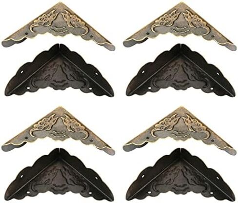 Ancient Bronze Iron Corner Decorative Protector for Wooden Box, Robust Vintage for Wooden Box, 12 Pieces Set, for Jewelry Box or Box in Kuwait
