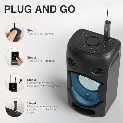 نظام ميكروفون لاسلكي رقمي مزدوج من Phenyx Pro PDP-2-2B مزود بجهاز إرسال محمول على الجسم PWB-P-900 in Kuwait