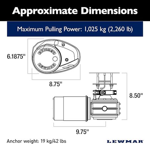 Lewmar 12V/1,000-Watt V3 Gypsy Drum للطاقة الكهربائية/القوارب الشراعية 40'-50' مع الفولاذ المقاوم للصدأ FastFit، يناسب سلسلة G4 3/8 بوصة، أقصى سحب 2,260 رطل. - 2020201246 in Kuwait