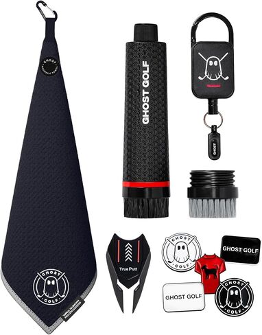 Ghost Golf Accessories 4 Pack Bundle - Golf Accessories Gift Set with Ball Markers, Divot Tool, Magnetic Golf Club Brush & Magnetic Towel in Kuwait