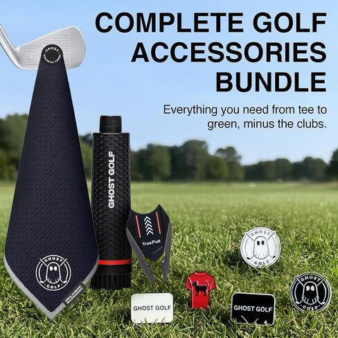 Ghost Golf Accessories 4 Pack Bundle - Golf Accessories Gift Set with Ball Markers, Divot Tool, Magnetic Golf Club Brush & Magnetic Towel in Kuwait