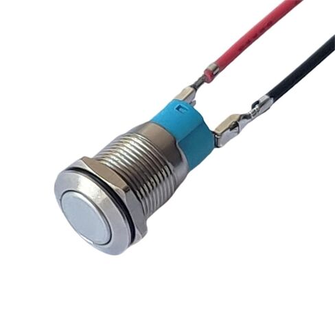 Metal Button Switch 12mm 2Pin Flat Head Add 2Lines Fixed Latching No Light IP65 Self-Locking, 1pcs in Saudi Arabia