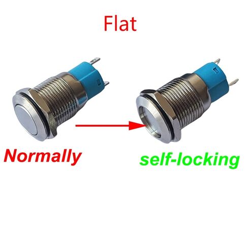 Metal Button Switch 12mm 2Pin Flat Head Add 2Lines Fixed Latching No Light IP65 Self-Locking, 1pcs in Saudi Arabia