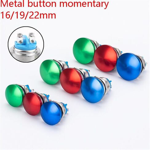 Panel Metal Switch with Screw 16mm/19mm/22mm, No Welding Big Head Momentary Not Fixed Auto Reset,200V 2A 1NO, 1pcs(Red,22mm) in Saudi Arabia