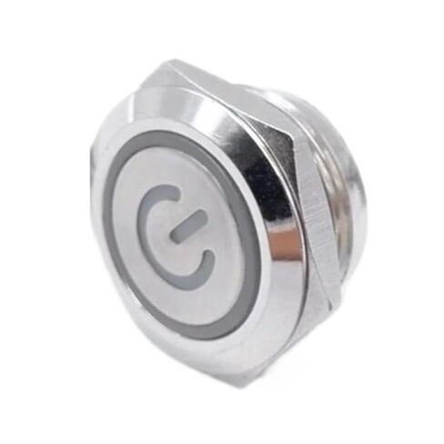 Push Button Switch 12mm Short-Throw Momentary Self-Reset LED Light Power On Off Stainless Steel 6V 12V 24V, 1pcs(White Round,12MM_Flat_3-6V) in Saudi Arabia