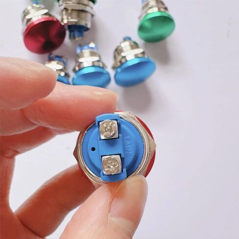 Panel Metal Switch with Screw 16mm/19mm/22mm, No Welding Big Head Momentary Not Fixed Auto Reset,200V 2A 1NO, 1pcs(Red,22mm) in Saudi Arabia