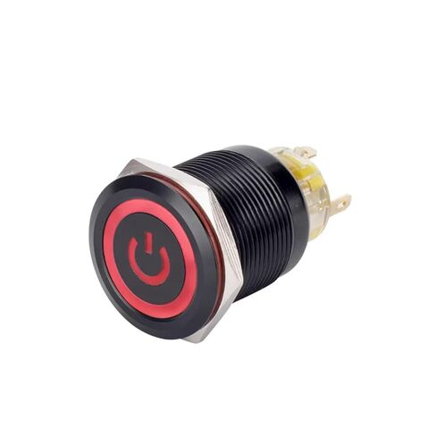 Push Button Switch 22mm Black Metal Momentary Locking 12V 24V 220V Ring Power Light Start Stop 3-6V, 1pcs(Red Ring Locking 24V) in Saudi Arabia