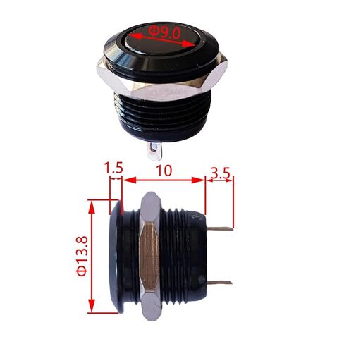 Metal Button Switch 12mm Black 2Pin No Light No Locking Momentary Auto Reset Click Waterproof, 1pcs in Saudi Arabia
