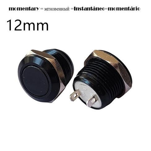Metal Button Switch 12mm Black 2Pin No Light No Locking Momentary Auto Reset Click Waterproof, 1pcs in Saudi Arabia