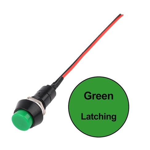 Push Button Switch 12mm PBS-11 Series Waterproof Car Circuit Wire Speaker Electrical Boat Shape Round Line, 1pcs(Green Latching) in Saudi Arabia