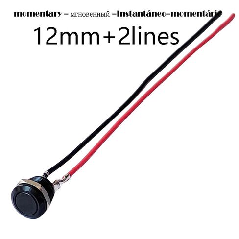 Metal Button Switch 12mm Black 2Pin No Light No Locking Momentary Auto Reset Click Waterproof, 1pcs in Saudi Arabia
