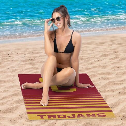 Northwest USC Trojans NCAA Striped Jacquard Beach Towel 36 x 72 Inches in Kuwait