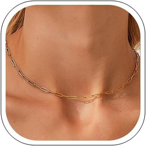 Jewlpire Paperclip Chain Necklace for Women, 3mm/4mm/5mm Necklaces for Women Non Tarnish Women's Chain Necklaces 16 18 20 22 24 26 Inch in Saudi Arabia