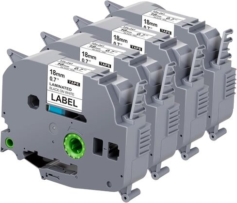 WEEMAY متوافق مع شريط TZ 18 ملم 0.7 أبيض مغلفة TZC241 لشركة Brother Label Maker Tape تعبئة 18 ملم 0.7 PTOUCH 3/4 بوصة أسود على TZE 241 TZ241 TZ-241 لـ P Touch PT-D400 PT-D600 PRINTER ، 4 Pack in Kuwait