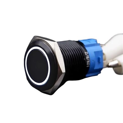 Metal PC Button Switch 22mm Oxidation Black Car Power Start with Led Waterproof Momentary Locking 5V 12V 220V, 1pcs(Power Orange,22MM_MOM_3-6V) in Saudi Arabia
