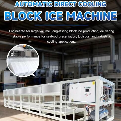 Commercial Cubic ice Machine, Industrial Fully Automatic ice Maker, 15 tons/Day, Food-Grade Stainless Steel Equipment, 24-Hour Continuous Production, Suitable for Processing Plants and supermarkets. in Kuwait