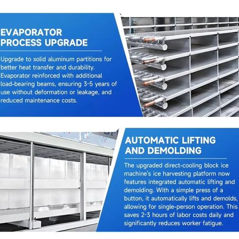 Commercial Cubic ice Machine, Industrial Fully Automatic ice Maker, 15 tons/Day, Food-Grade Stainless Steel Equipment, 24-Hour Continuous Production, Suitable for Processing Plants and supermarkets. in Kuwait