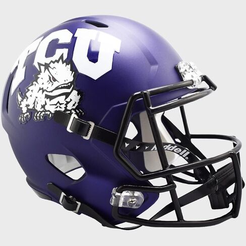 TCU Horned Frogs Satin Purple Riddell Speed ​​Replica خوذة كرة القدم بالحجم الكامل - جديدة في صندوق Riddell in Kuwait