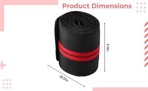 2 Pcs Elbow Wraps for Weightlifting, 39.4 x 3.1 in Red Nylon Support Bandage, Adjustable Elastic Compression Sleeve for Bench Press and Gym Training, Joint Support for Men and Women in Kuwait